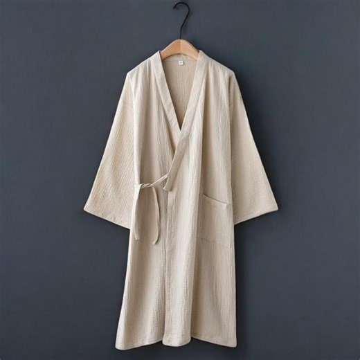 Minimalist Cotton Gauze Robe for Couples, Unisex Soft Cotton Bathrobe, Neutral Tone Cozy Loungewear, Relaxed Fit Casual Chic Home Robe - Etsy