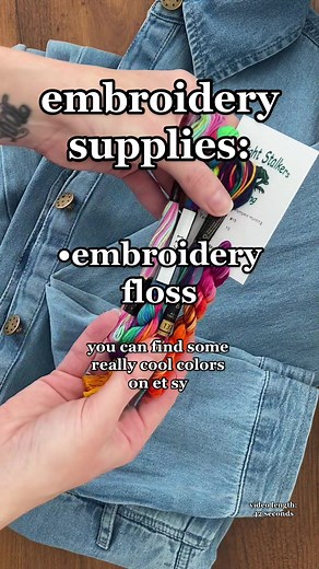 the basics of what I use, if you’re just getting started 🪡🧵👖 #embroidery #handembroidery #embroiderysupplies #crafttok #diy #stitching #tutorial #howto #embroiderytutorial