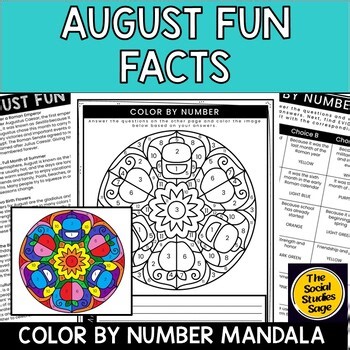 August Fun Facts Color by Number Reading Comprehension Activity