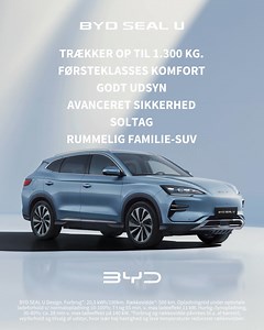 BYD SEAL U har arvet den elegante og eksklusive designfornemmelse fra de øvrige BYD-biler. Men den har også noget ekstra. Nemlig en lidt mere muskuløs og robust udstråling, der er gennemført til det yderste, uden at det betyder, at der bliver gået kompromis med elegancen. Køreoplevelsen er blød og behagelig, så hele familien kan føle sig tilpas i den rummelige kabine. | BYD Danmark