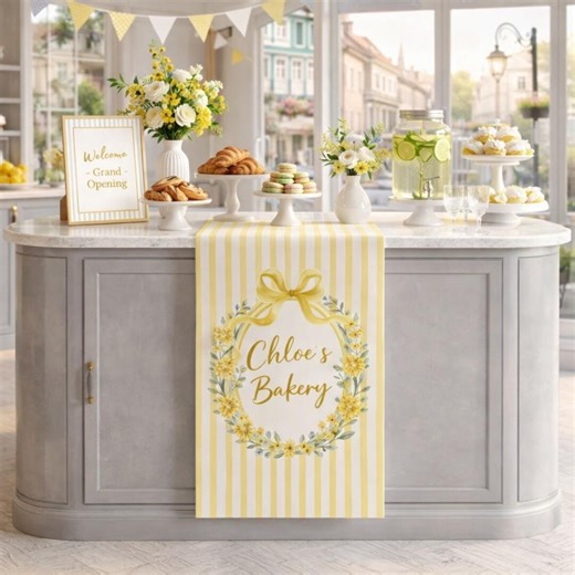 Custom Table Runner With Logo, Personalized Business Banner, Market Booth Sign Display, Pop up Shop Decoration Sign, Bakery Logo Table Sign - Etsy