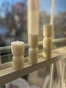 Sparkly Ribbed Pillar Candle Set - Handcrafted Paraffin Wax Decorative Candles - Etsy Canada
