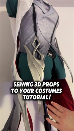 Arlecchino WIP Part 2 —Sewing 3D props to your costumes tutorial— #arlecchino #genshinimpact #3dprinting #arlecchinocosplay #costumemaking