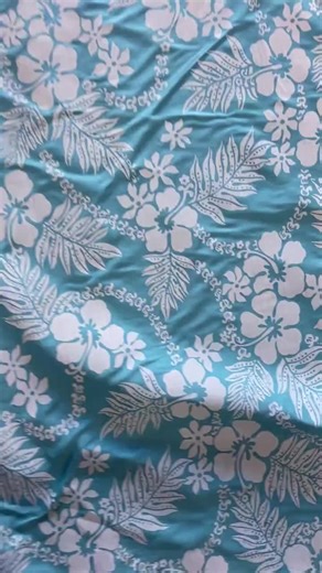 Polynesian Cotton Fabric – Turquoise Hawaiian Print