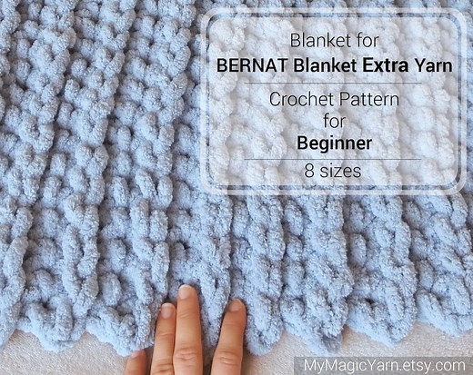 Crochet Pattern for Beginner — BERNAT Blanket EXTRA Yarn Crochet Pattern — Easy Baby Blanket — Chenille Jumbo Blanket Crochet Pattern - Etsy