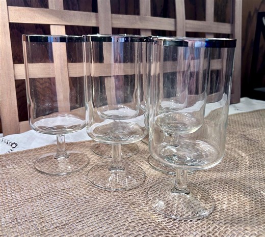 Vintage Federal Glass Platinum Rim Goblets - Mid Century Modern Barware, Set of 6 - Etsy