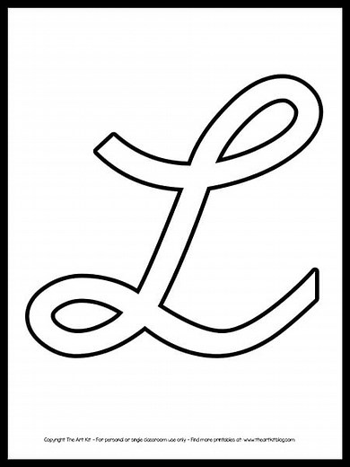 Uppercase Letter L Cursive Outline Printable FREE