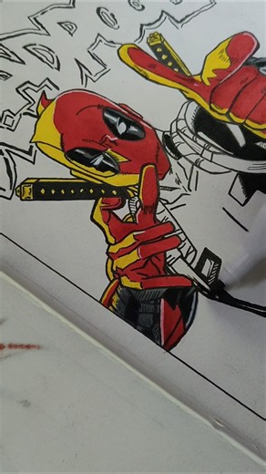 Deadpool 💥 drawing with alcohol markers and brush pen ✨