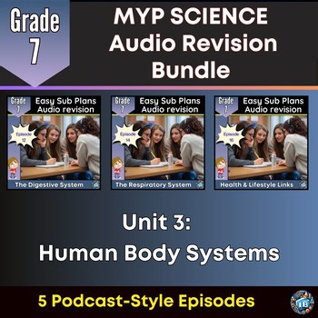 MYP Grade 7 Science | Human Body Systems Unit | Audio Revision Worksheets Bundle