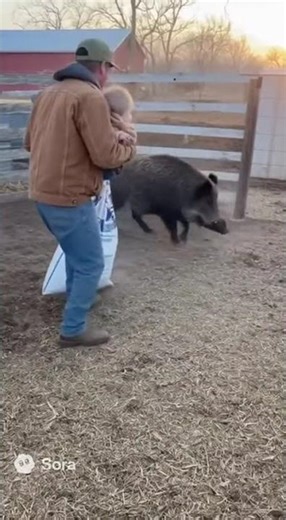 Cattle Dog Saves Baby from Wild Boar | Barnyard Cam Footage | Sora | The Cognitohedron