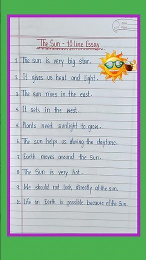 10 lines on The Sun in English | essay on Sun | Sun 10 lines essay | Sun essay in English l #sun