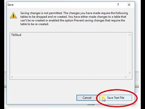 SQL Server - How to fix error in SQL Server Saving changes is not permitted