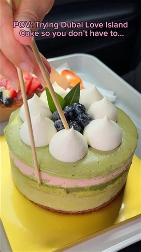 Trying Dubai strawberry love island cake so you don’t have to… #food #eating #mukbang #cake #dessert