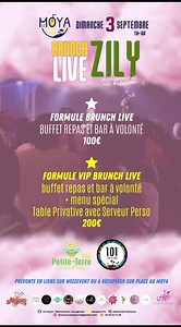 8.6K views · 339 reactions | J’avais annoncé une fin d’été MORROOOO Retrouvez-moi dans un brunch LIVE au Le Moya - Restaurant, Lounge bar en compagnie de Slomis en animation ! un lieu paradisiaque avec une ambiance cosy 殺 MWA PRÊTS !? YEKA BABA ! #zily #mayotte #lemoya #lemoyarestaurant #brunchlive #brunchlivemusic | Zily Officiel | Facebook