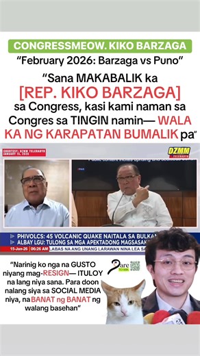 Stay STRONG, CONGRESSMEOW Kiko Barzaga! “February 2026: Barzaga vs Puno” “Sana MAKABALIK ka sa Congress [Rep. Kiko Barzaga], kasi kami naman sa Congres sa TINGIN namin— WALA KA NG KARAPATAN BUMALIK pa” “Narinig ko nga na GUSTO niyang mag-RESIGN— ITULOY na lang niya sana. Para doon nalang siya sa SOCIAL MEDIA niya, na BANAT ng BANAT ng walang basehan” | Dare To Ask