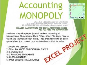 Accounting Monopoly- EXCEL PROJECT - ALL Ready! CHECK OUT THE VIDEO!