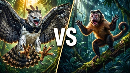 Amazon's Apex Predator: How Harpy Eagles Hunt Monkeys in the Canopy