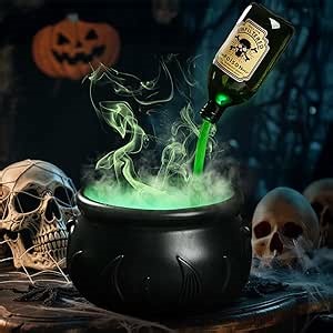 Halloween Decorations Indoor - DIY Floating Potion Set with Witches Cauldron and Mist Maker - Spooky Vintage Black Plastic Bowl Hocus Pocus Party Decor for Home Table Mantel Kitchen Room