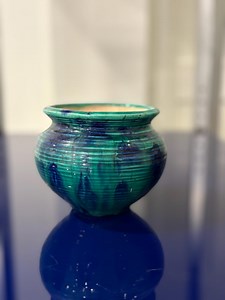 Vintage 1970s Ceramic Vase With Blue and Green Glaze - Etsy
