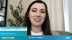 3.6K views · 16 reactions | Stephanie Koplitz, DO, a first-year internal medicine resident, reflects on her experience with the Match process. Once you receive your Match results, update your physician profile to stay connected. https://bit.ly/4iFncPJ #Match2025 #DOProud National Resident Matching Program VCOM-Louisiana - Edward Via College of Osteopathic Medicine Student Osteopathic Medical Association (SOMA) | American Osteopathic Association | Facebook