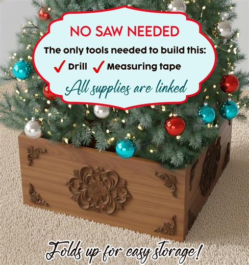 Easy DIY Folding Christmas Tree Collar Blueprint Design Plans Build Instructions: Ornate Wrap No-cut Portable Wooden Elegant Pattern Box - Etsy