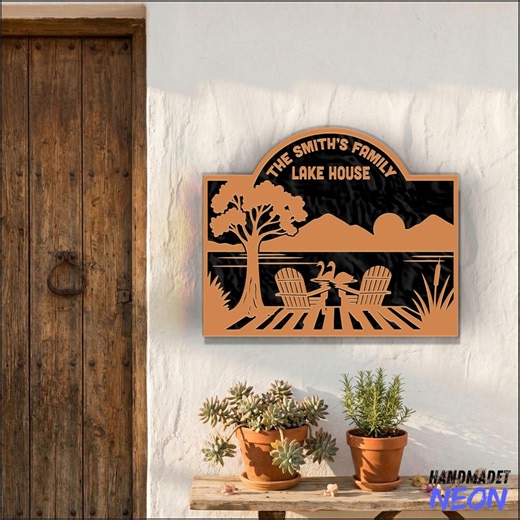 Personalized Lake House Address Sign, Custom Cabin House Number Plaque, Lakefront Home Decor, Brass Address Sign Plate - Etsy