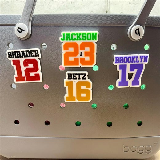 Custom Sports Bogg Bag Charms, Personalized Name & Number Bogg Bits, Football Baseball Basketball Hockey Team Bag Accessories - Etsy