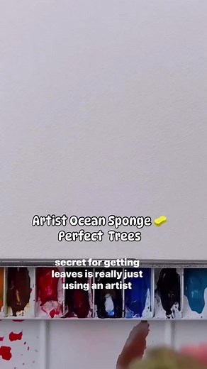 94K views · 1.6K reactions | The secret to trees in watercolor is using a sponge 什 to do all the work of creating leaves/texture! I’ve had mine since college, they are artist ocean sponges and work amazing! #watercolor #painting | Aroozxi | Facebook