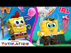 SpongeBob Toy Goes Jellyfish Hunting! 🤓 | Kamp Koral | Toymation