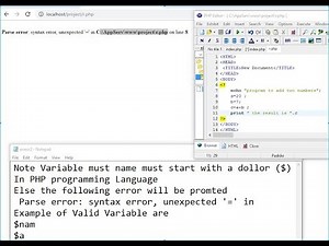 Parse error syntax error, unexpected '=' in