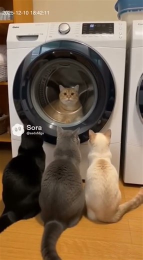 We’re Ready for The Cat Washing Machine Show🐱 #cute #cat