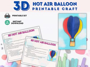 3D Hot Air Balloon Craft - Printable DIY Fun! - Etsy Australia