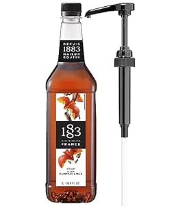 Pumpkin Spice Syrup with Pump for Hot & Cold Drinks - 1 Liter 33.8 Ounces