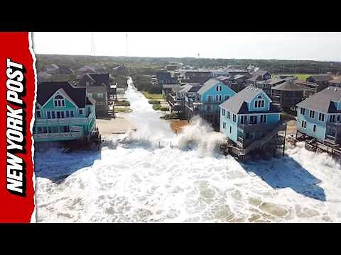 Wild Video Shows Tidal Surge Swallowing Homes as Hurricane Erin Slams Outer Banks