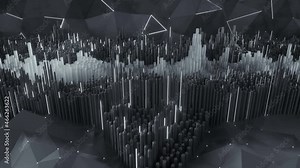 Dynamic waves visualization. Computer generated abstract motion background. Seamless loop 3D render animation