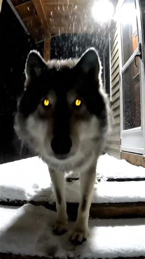 big wolf comes too door, we dont know if we should adopt him or not