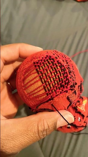 My first time darning a sock 😊. #sewing #mending #socks #diy #nowaste #savemoney #handsewn #darning