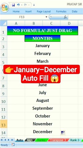 Excel में January–February Auto Fill कैसे करें 🔥 Months Trick #ExcelTips #Shorts #LearnExcel #excel