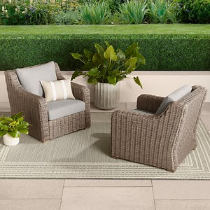 Better Homes & Gardens Bellamy Outdoor 2pk Lounge Chairs, Gray Wicker/Gray Cushion