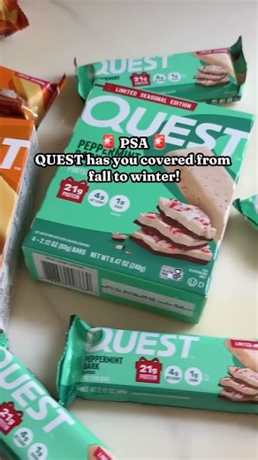 From cozy fall vibes to holiday cheer 🎃❄️ We got you covered with Pumpkin Pie Peppermint Bark Quest Bars! Which one’s your vibe? | Quest Nutrition