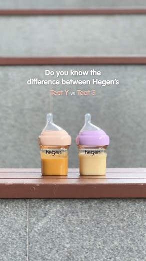 Calling all mothers! . Do you know the difference between our Teat Y and Teat 3? . The 𝐅𝐚𝐬𝐭 𝐅𝐥𝐨𝐰 𝐓𝐞𝐚𝐭 (𝐓𝐞𝐚𝐭 𝟑) is recommended for milk and liquids, while the 𝐓𝐡𝐢𝐜𝐤 𝐅𝐞𝐞𝐝 𝐓𝐞𝐚𝐭 (𝐓𝐞𝐚𝐭 𝐘) is designed specifically for thickened liquids only (e.g., purees or rice cereal). . We do not encourage using the Thick Feed Teat for milk due to its larger hole, which may flow too quickly for your little ones. . Now that you know the difference, check out Hegen's website for mor