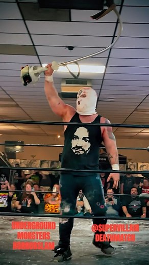 SuperVillainDeathMatch on Instagram: "@jjxallin being a menace with a WEED WHACKER dang ol Kamikaze took three in a row last Horrorslam show lol. - Every Deathmatch wrestler worth his or her salt has a signature weapon. Pondo has his stop sign, Mickie has her axes, Gage has his pizza cutter, Chuck has a barbed wire bat, JJ has his weedwhacker, Sandman had his cane, Homeless Jimmy has his shopping cart, New Jack had his staple gun, Abdullah had his fork, Al Snow had a mannequin head lol… What wou