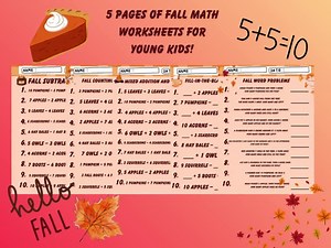 Printable Bundle Math Printables Worksheets Elementary Activity Kit Fall Printables Digital Download for Kids - Etsy UK