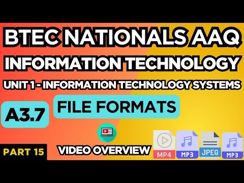BTEC Nationals IT AAQ | Unit 1 IT | Systems | "A3.7 FILE TYPES" | P15 | Video Overview