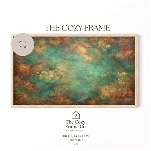 Teal Abstract Texture Samsung Frame TV Art, Earthy Painterly Digital Download - Etsy