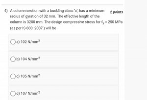 A column section with a buckling class 'c', has a minimum radiu... | Filo