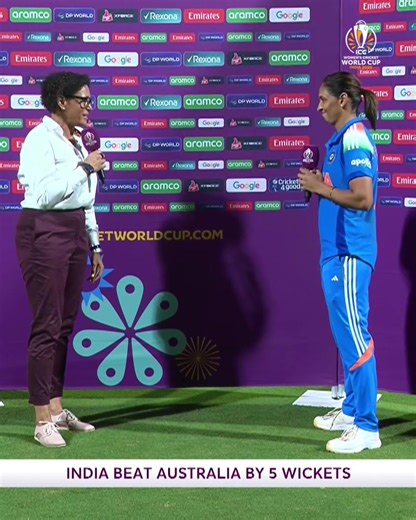 1.1M views · 31K reactions | Harmanpreet Kaur credits learning from mistakes for helping India secure their place in the #CWC25 final  | ICC - International Cricket Council | Facebook