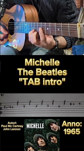 Michelle The Beatles "Tutorial chitarra" (TAB intro) #guitartabs #tutorialchitarra