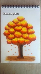 how to draw a autumn tree using oil pastels #shorts #art #drawing #drawingtutorial #howtodraw