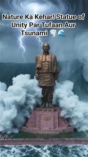 Nature Ka Kehar! Statue of Unity Par Tufaan Aur Tsunami 🌪️🌊